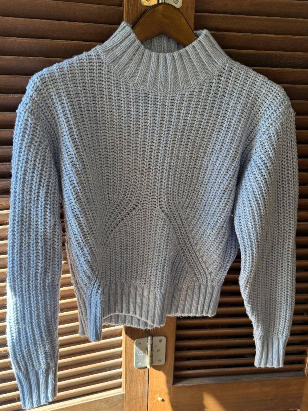 Splendid Chunky Knit Cropped Sweater Blue | Women’s Small | Textured Ribbed